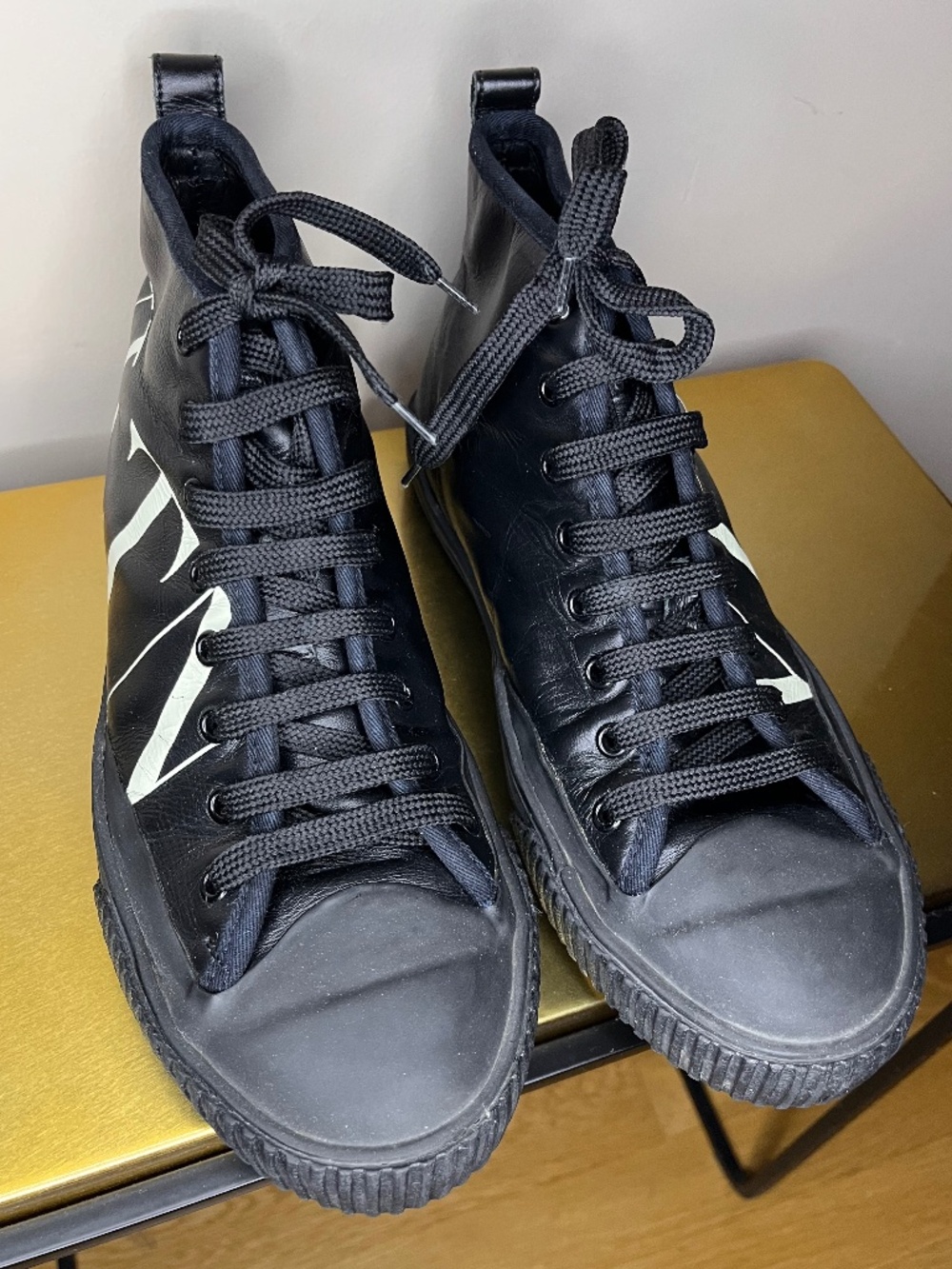 VALENTINO GARAVANI, VLTN black leather high top sneakers, size 41
